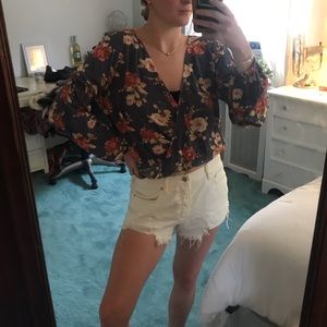 American Eagle Blue Long Sleeve Blouse